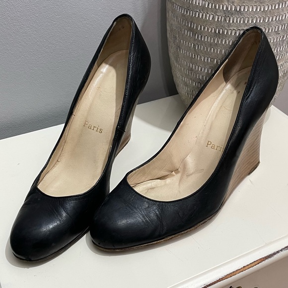 Christian Louboutin Wedge Black Shoes - Picture 5 of 14